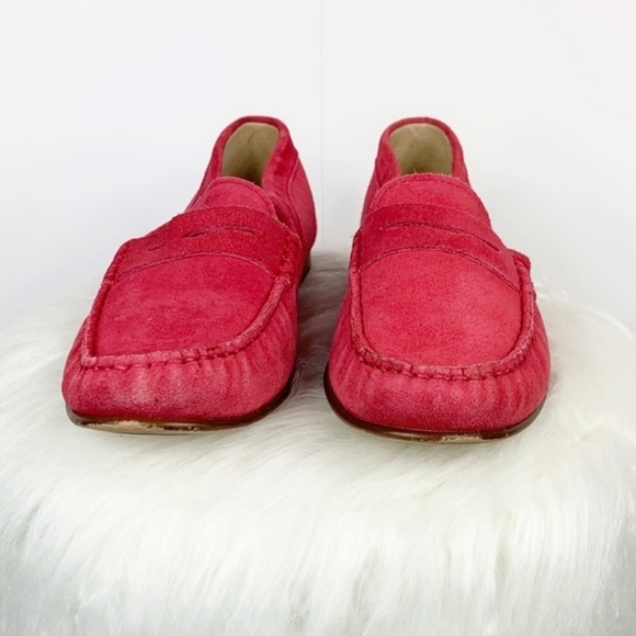 J. Crew James Loafers Fuchsia Hot Pink Suede EUC - Picture 3 of 8